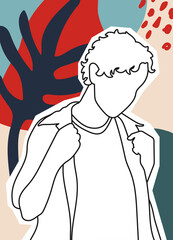 Abstract man face in a modern trendy colors, minimalism art