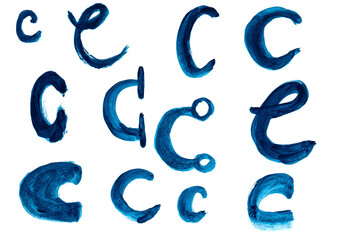 The letter C is drawn in different versions.