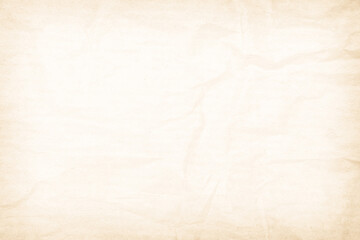 Fototapeta premium Brown recycled paper crumpled texture background. Cream Old vintage page or grunge vignette parchment old blank newspaper. Pattern empty rough cardboard creased grunge surface backdrop with space.