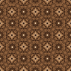 Cute flower motifs design on Kawung batik with smooth brown color concept.