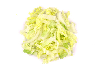 Heap of Chopped Chinese Cabbage, Napa Cabbage or Wombok Isolated on White Background.