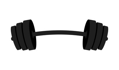 Barbell icon isolated on white background. Gym logo design element. Black barbell for gym, fitness and athletic center