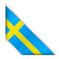 Sweden flag. Realistic Sweden flag. Corner tape. Paper cutting style. Corner Ribbon. Isolated Vector illustration.