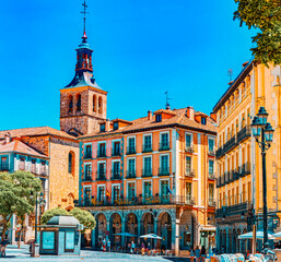 Naklejka premium Landscape of Main Square (Plaza Major) and Segovia Tourist Board