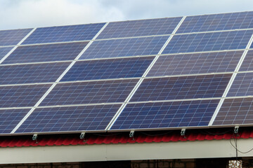 Close-up of solar panels. Photovoltaic modules for innovation alternative energy