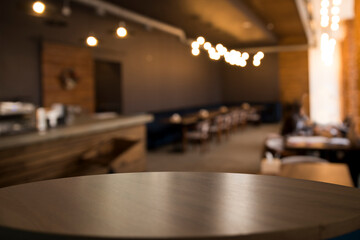 dark brown top of bar and free space for your glass