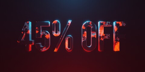 45% off wide banner design hot metallic text on dark background