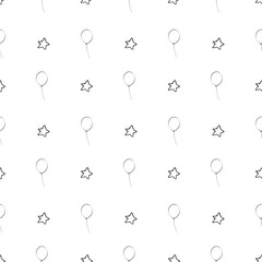Seamless pattern with balloons and stars. Children's pattern