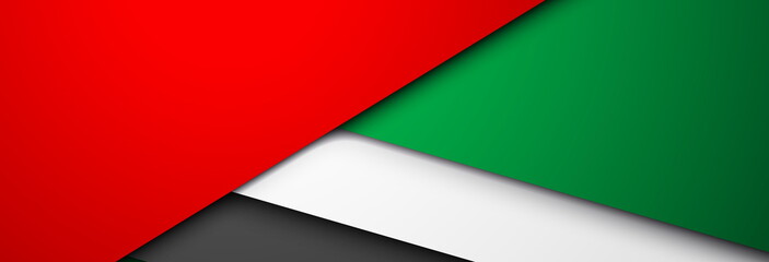 flat paper illustration card Spirit of the union, 48 National day, United Arab Emirates, 2 December. UAE 48 Independence Day background in national flag color theme Celebration banner with ribbon flag