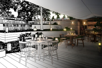 Inside Garden Pub & Restaurant (draft) - 3d visualization