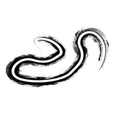 Curved Brush Stroke . Vector Logo Design Template . Twirl Grunge Shapes . Trace of mascara.