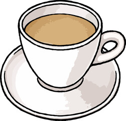 【手描き飲み物ベクターイラスト】ホットカフェオレのイラスト 湯気なし