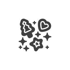 Christmas gingerbread cookie vector icon. filled flat sign for mobile concept and web design. Xmas tree with star and heart glyph icon. Symbol, logo illustration. Vector graphics