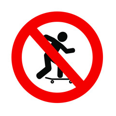 No skateboarding sign. Vector icon.