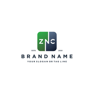 letter ZNC rounded square gradient color logo design vector
