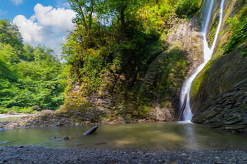 Orekhovsky Waterfall on Bezumenk's river - natural sight in the neighborhood of the city Sochi