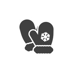 Winter gloves vector icon. filled flat sign for mobile concept and web design. Christmas mitten with snowflake glyph icon. Symbol, logo illustration. Vector graphics