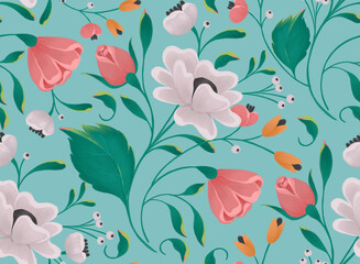 Spanish floral seamless pattern: flamenco print
