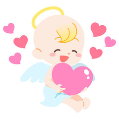 ハートを抱える恋のキューピッド　天使キャラクター