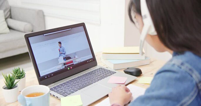 female student learn math online