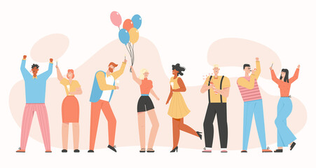 Group of happy people celebrating at party