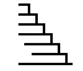 Silhouette of stairs on white background.