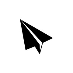 Paper plane silhouette on white background