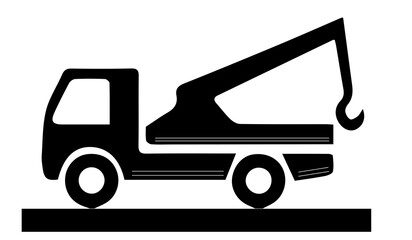 Silhouette of car tow truck on white background.