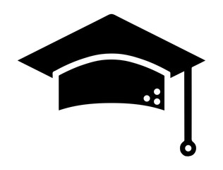 Silhouette of a graduation cap on white background