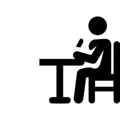 Silhouette of people writing at the desk, on white background