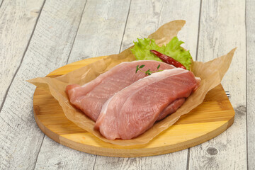 Juicy raw pork steak meat