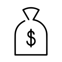 silhouette of money sack on white background