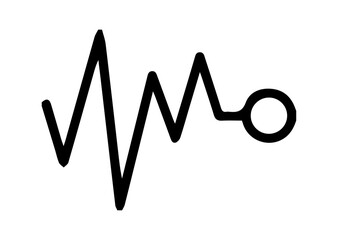 Silhouette of heart rhythm on white background.