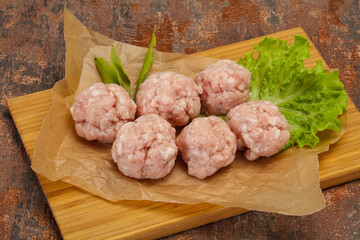 Homemade raw pork minced meatball for cooking