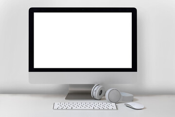Desktop computer on a white