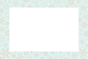Pale green frame with snowflakes studded around. Vector illustration.