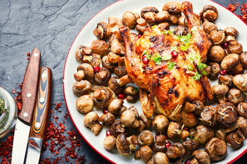 Baked poult with mushroom