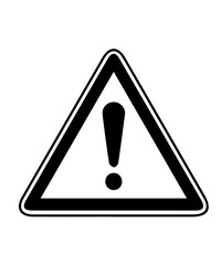 Silhouette of caution sign on white background
