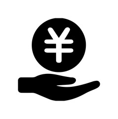 Silhouette of yuan on white background