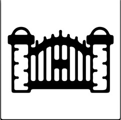 Iron door silhouette on white background.