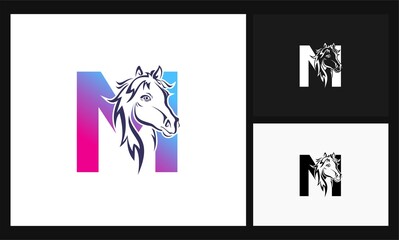 letter M horse concept design logo