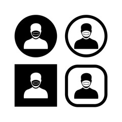 Man in face mask four icon isolated on white background
