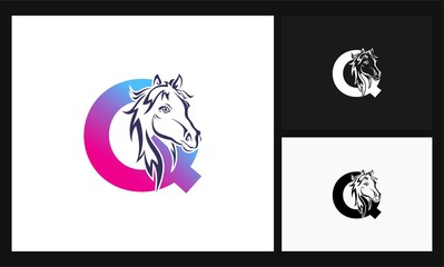 letter Q horse concept design logo