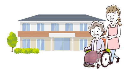 ベクターイラスト素材 老人ホーム 介護施設 建物 Aged Wall Mural Ag ケイーゴ K