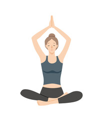 Vector illustration of woman doing yoga.