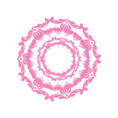 Round ornament lace frame of the mandala on the white background