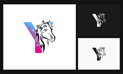 letter Y horse concept design logo