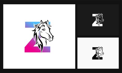 letter Z horse concept design logo