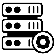 
Data management icon in solid design, database with gear
