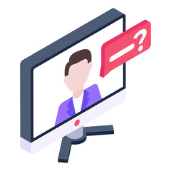 
Trendy icon of online interview in isometric design

